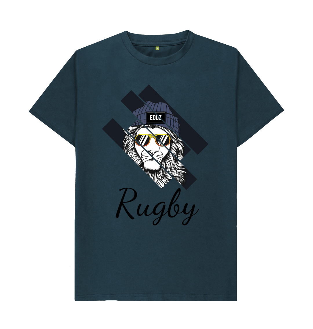 Denim Blue Adults \u201cLion Rugby\u201d T-Shirt