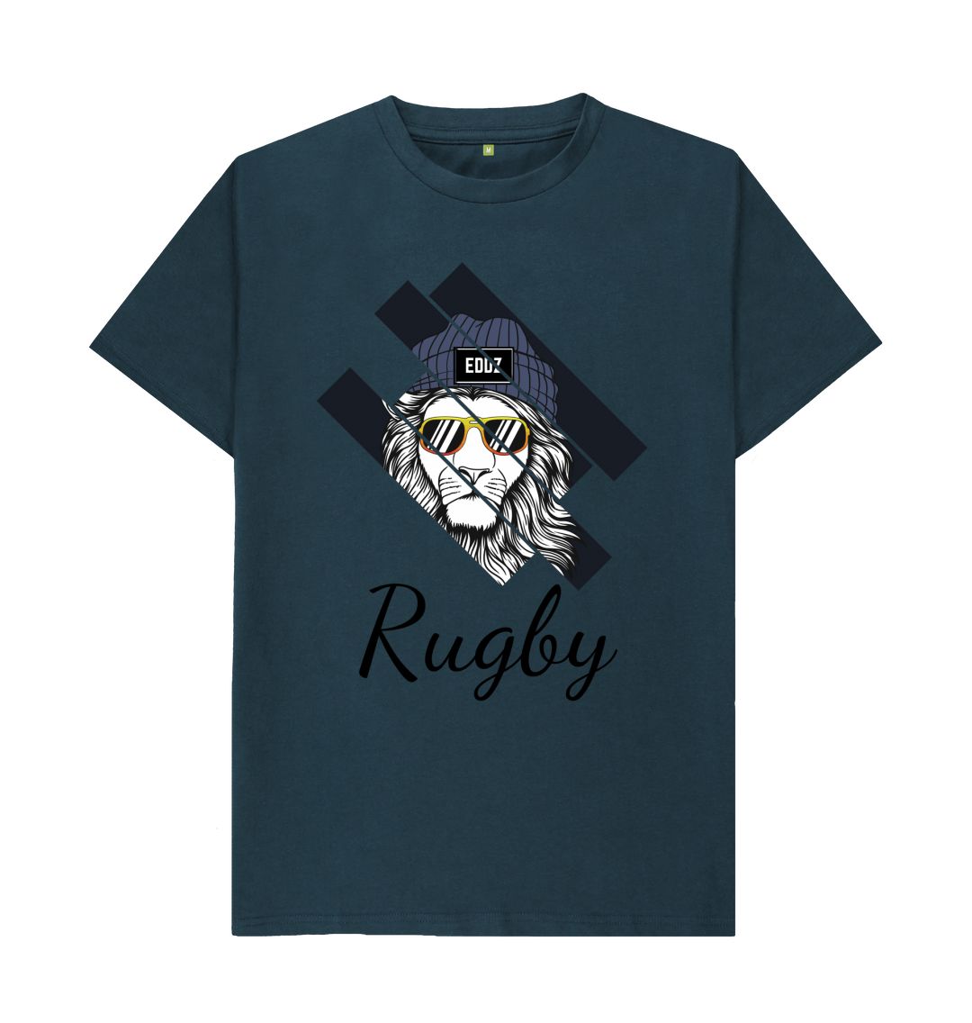 Denim Blue Adults \u201cLion Rugby\u201d T-Shirt