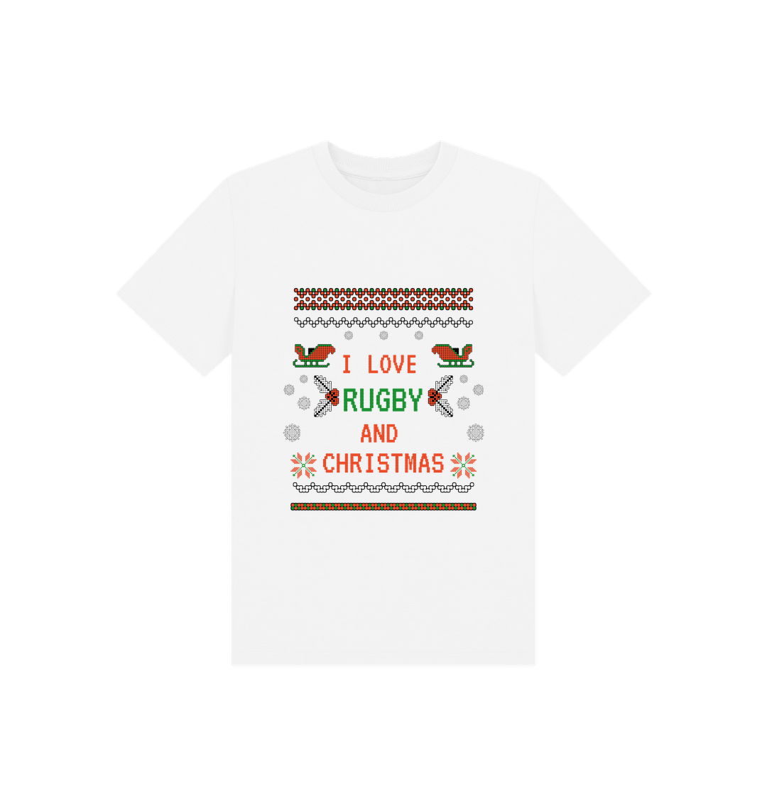 White Kids I love rugby and Christmas T-Shirt