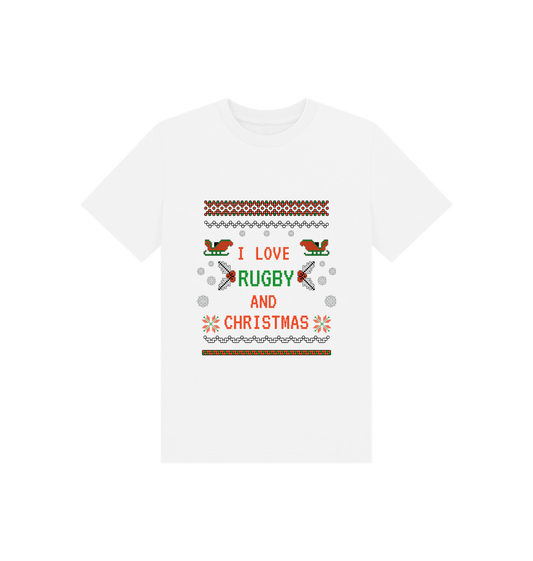 White Kids I love rugby and Christmas T-Shirt