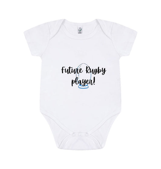 White Rugby baby grow